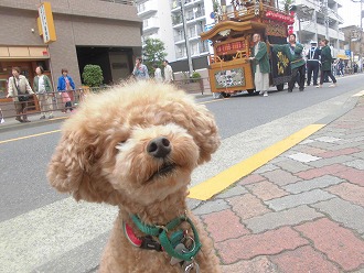 山車と２ショット！！