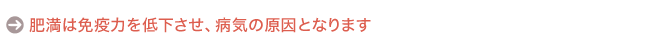 肥満は免疫力を低下させ、病気の原因となります